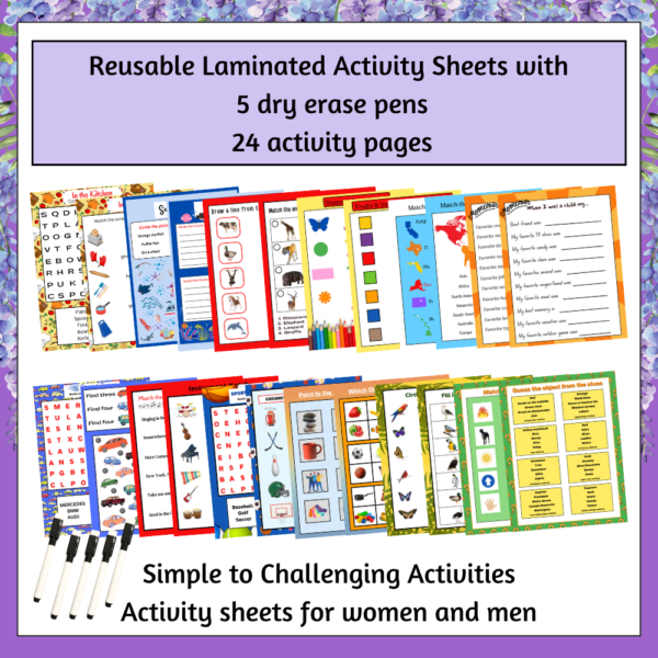Reusable Laminated Activity Pages w/pens