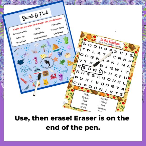 Reusable Laminated Activity Pages w/pens - Image 3